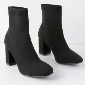 Black Stretch Knit Sock Boots Booties